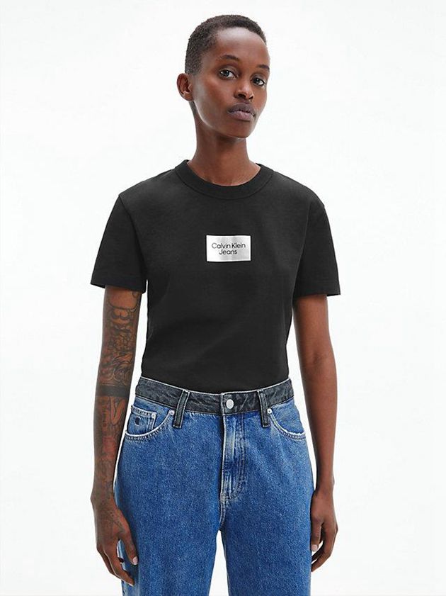 Calvin Klein USA Slim Organic Cotton Womens T-Shirt Black 7538690-JO